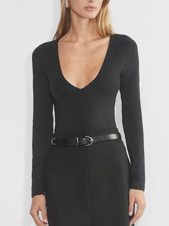 Aritzia Tops - Aritzia Contour Black V-Neck Long Sleeve Bodysuit